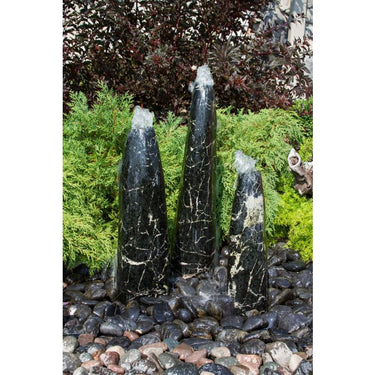 Real Stone Fountains ABART5600 Black Flower Granite Triple Pillar Fountain Fountain Blue Thumb